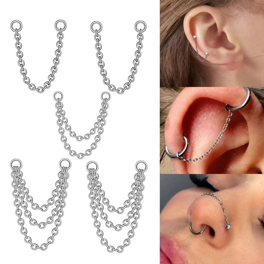 Body Jewelry And Piercing - Corrente de Titânio para Nariz, Corrente