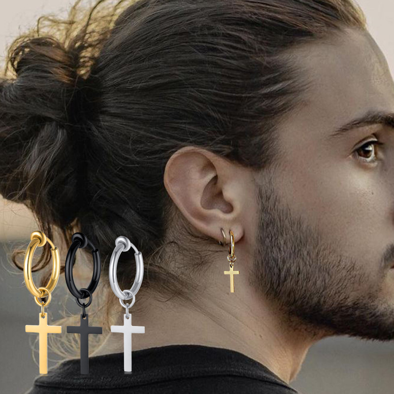 Conch Earring Hoop - Brincos cruzados masculinos, brincos de argola