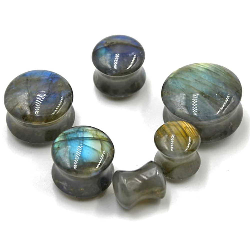 Body Jewelry Gauges - WKOUD-Labradorite Pedra Orelha Carne Túnel Plugs,