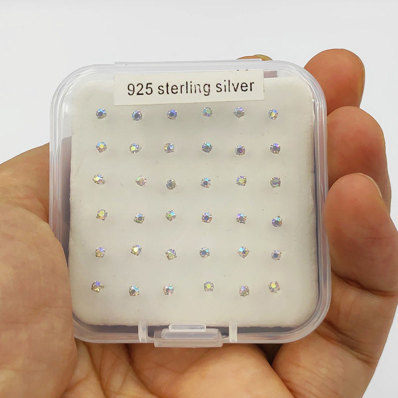 Body Jewelry Jewelry Box - 925 prata esterlina nariz parafuso prisioneiro