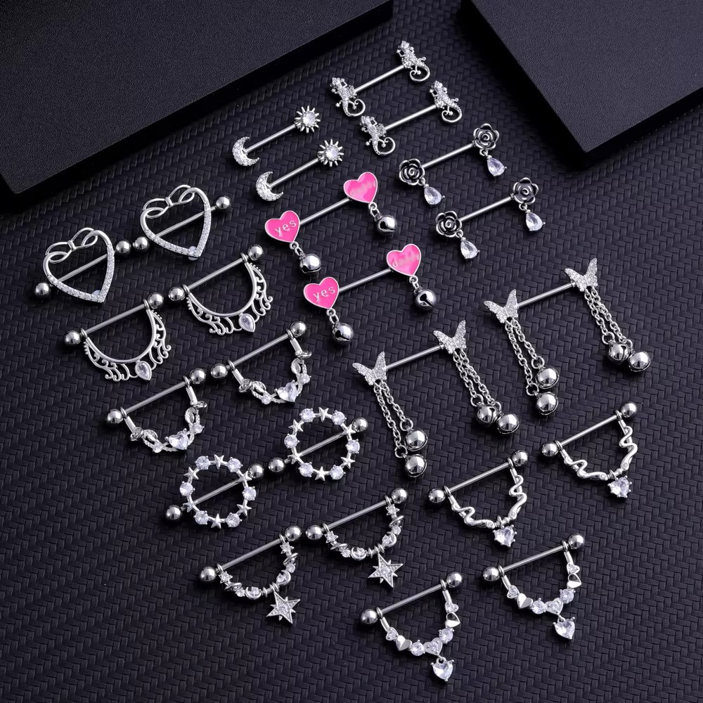Body Jewelry Nipple Rings - 2 pçs estilo misto letras flor