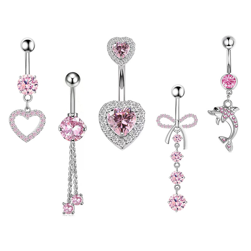 Body Jewelry And Piercing - Anéis de umbigo com coroa rosa,