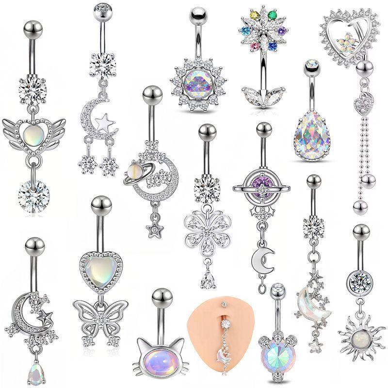 Body Jewelry Belly Button Rings - Piercings de Umbigo Coloridos Y2K em