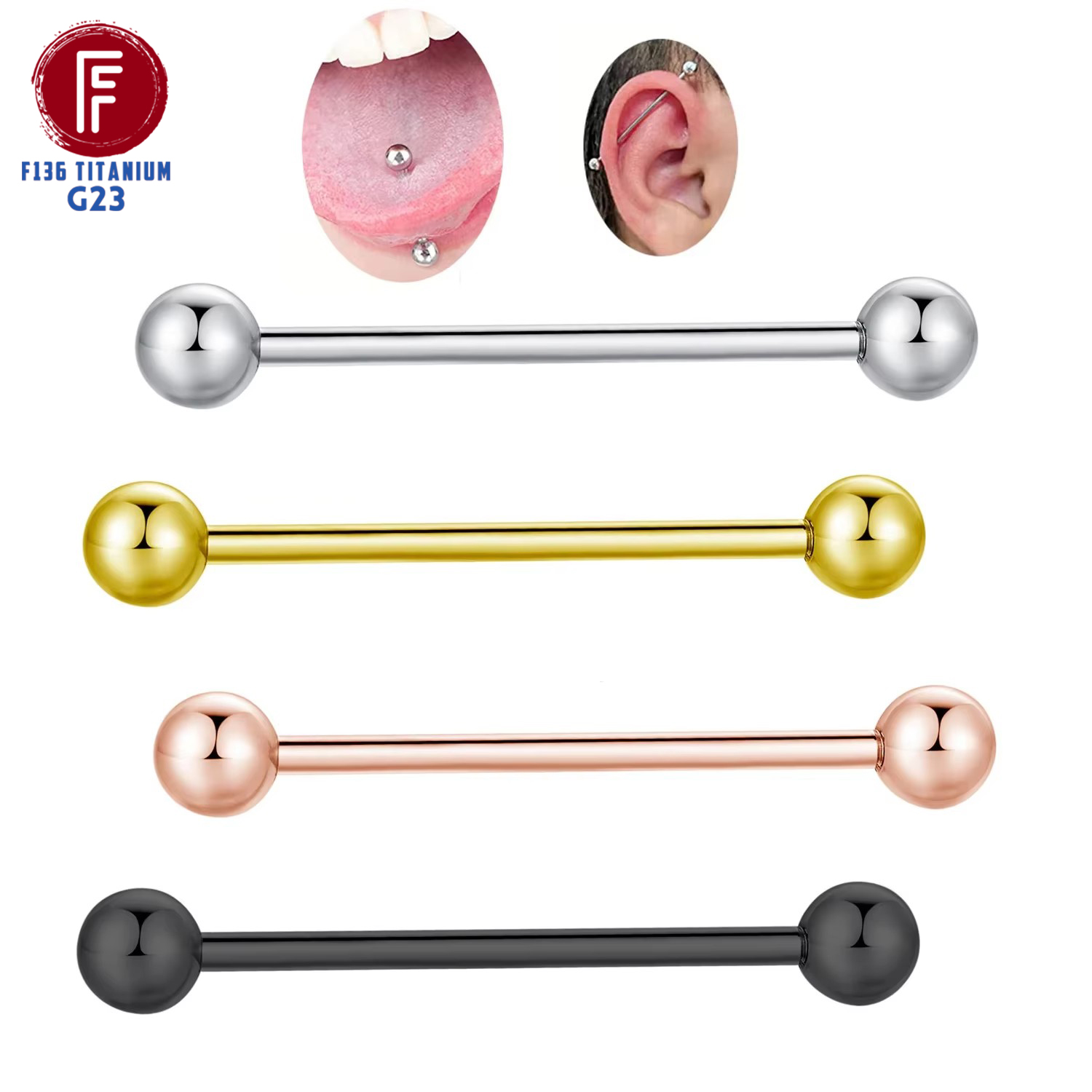 Body Jewelry Nipple Rings - Astm f136 titânio piercing barra bolas