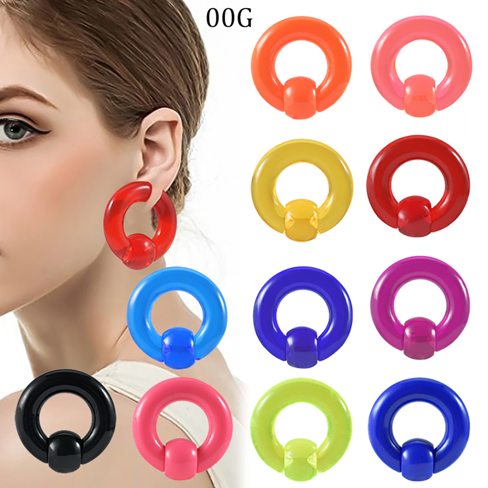Body Jewelry Gauge Sizes - 2/1 pçs colorido acrílico bcr grande