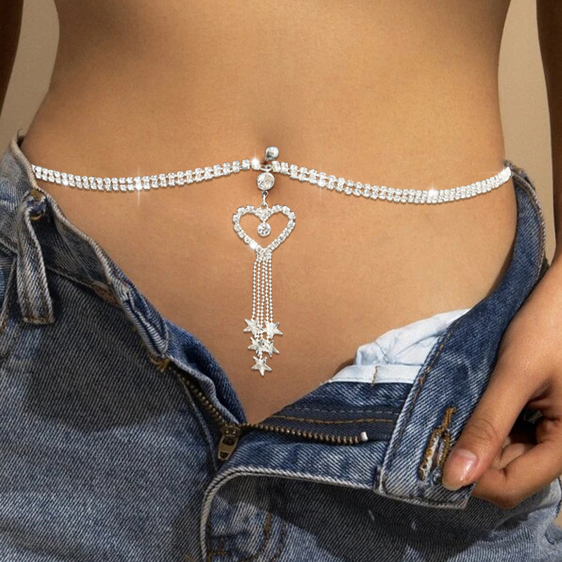 Body Jewelry And Piercing - Glaming boho coração balançar strass piercing