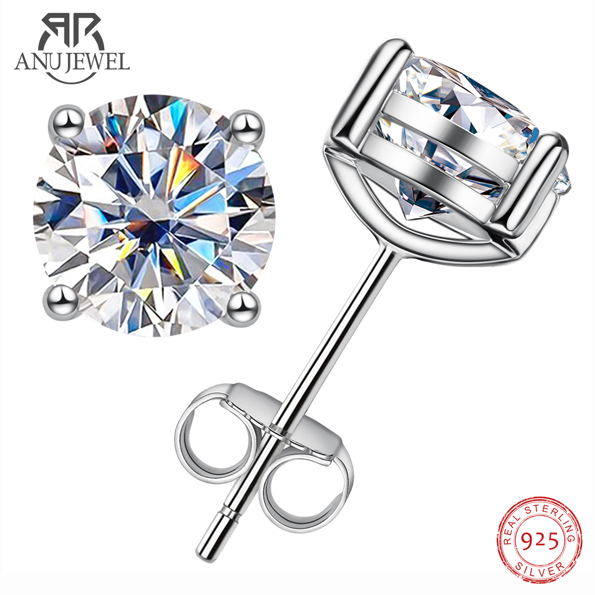 Body Jewelry Diamond - AnuJewel Brincos de Moissanite 2ct Cor