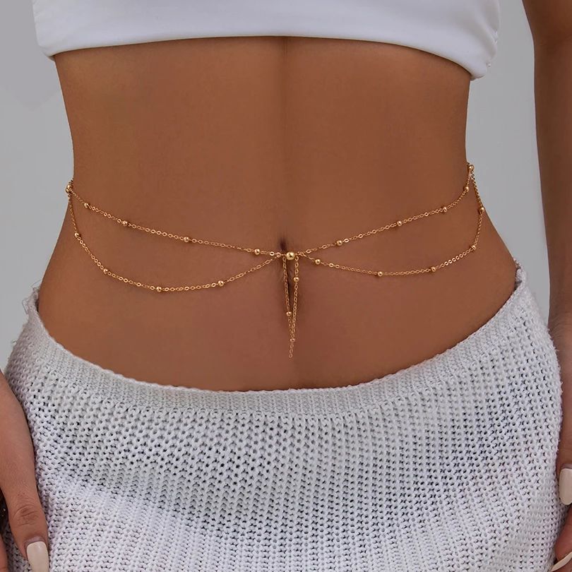 Body Jewelry Women - Kunjoe multicamadas cor dourada fina corrente