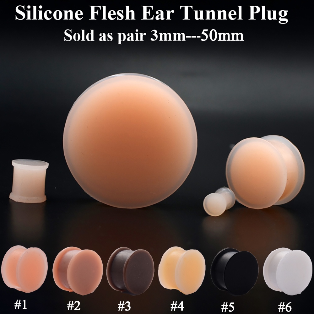 Body Jewelry Gauge Sizes - 1 par de silicone flexível grosso