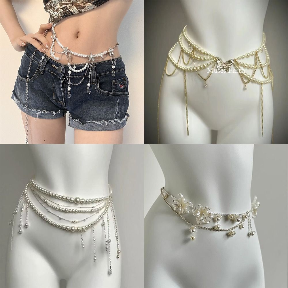 Body Jewelry Women - Moda elegante pérola cintura correntes acessório