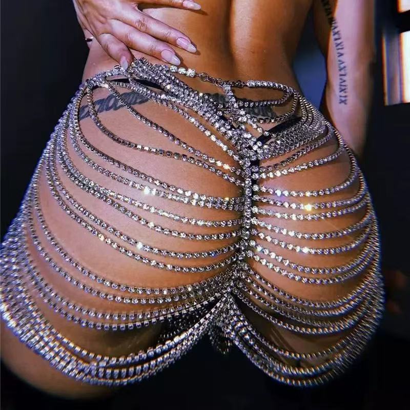 Body Jewelry Rhinestone - 1pcsexy moda strass bunda saia corrente