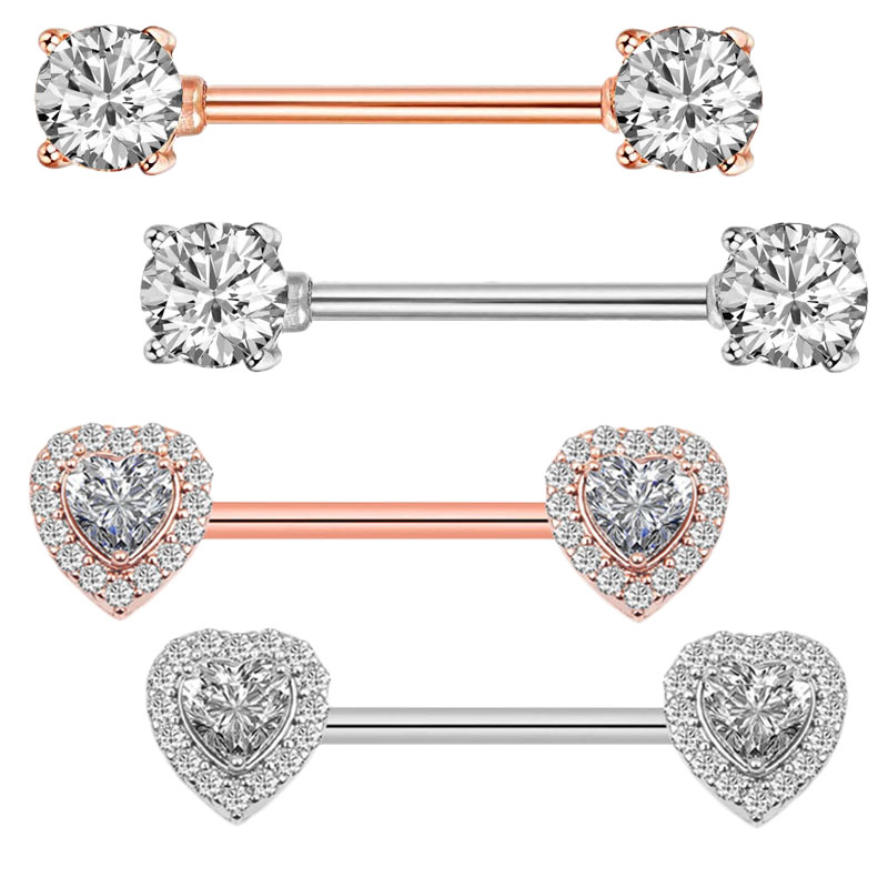 Body Jewelry Nipple Rings - Piercing de mamilo de zircão, barras