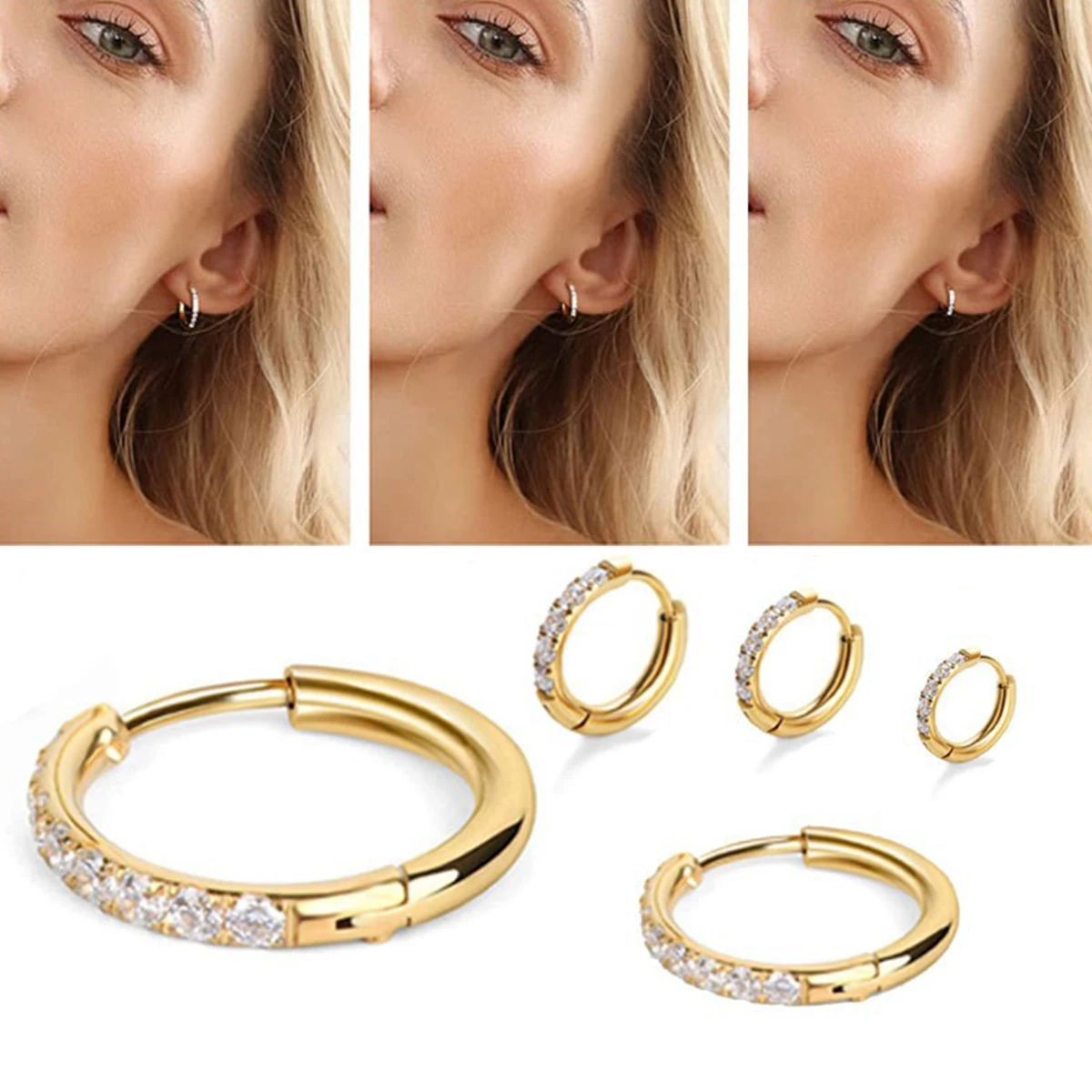 Brincos de argola cz de aço in - Conch Earring Hoop avaliação e preço