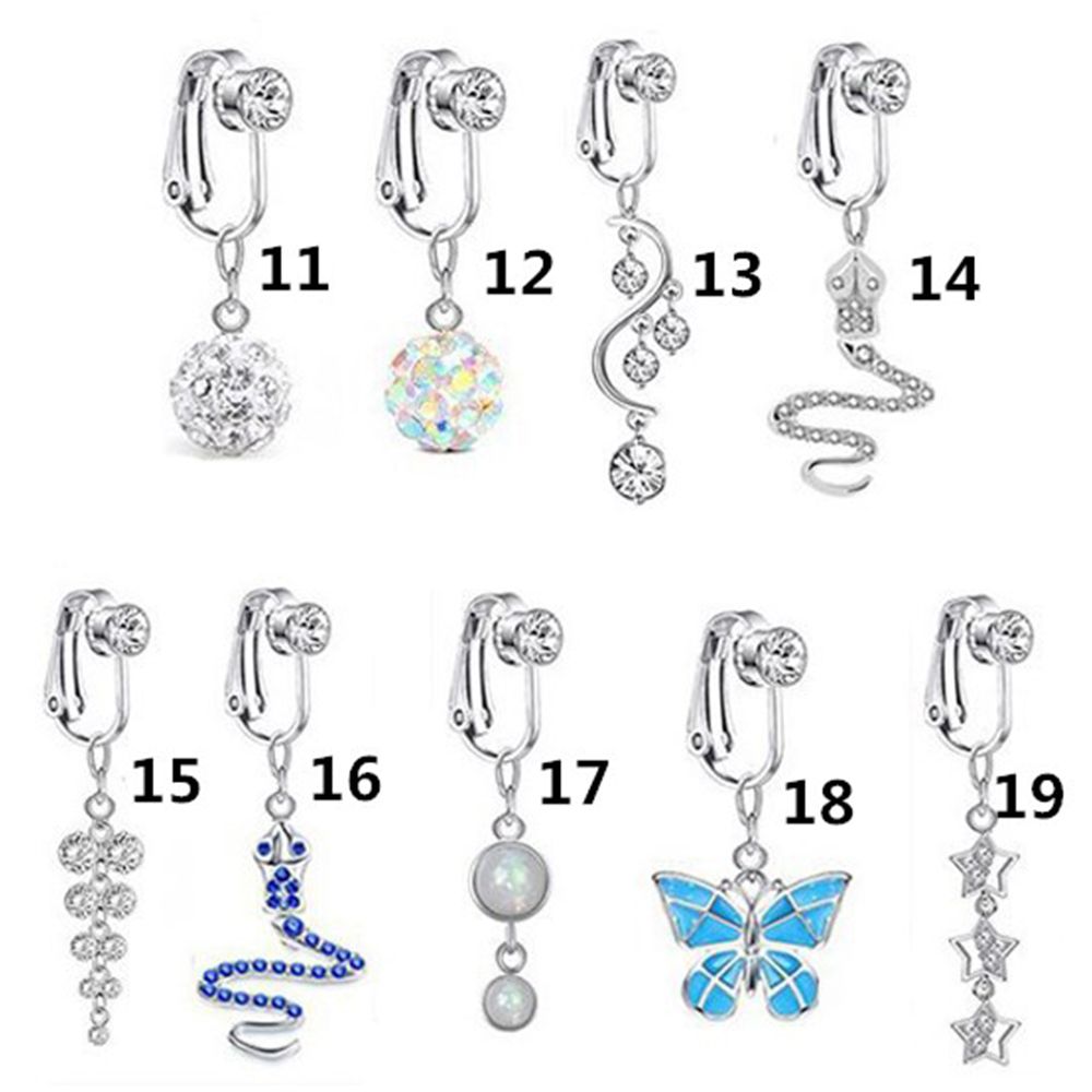 Acessórios clipe em brincos ca - Body Jewelry Belly Button Rings avaliação e preço
