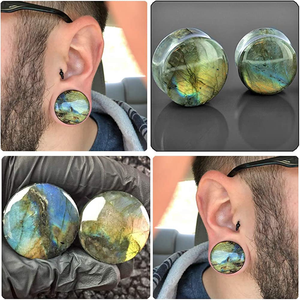 WKOUD-Labradorite Pedra Orelha - Body Jewelry Gauges avaliação e preço