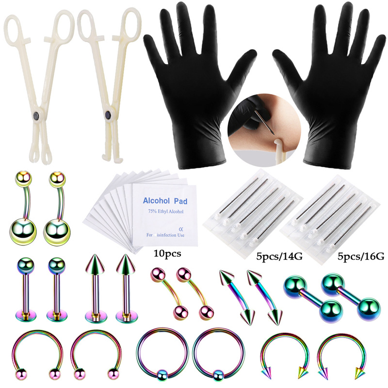 42 pçs/set corpo piercing kit  - Body Jewelry Nipple Rings avaliação e preço