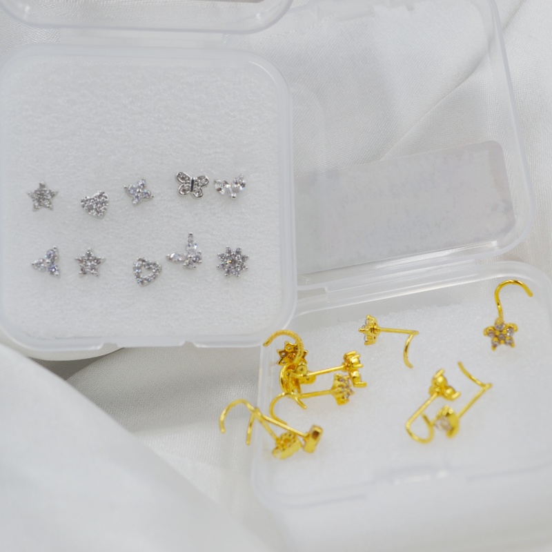 10 pçs/caixa cz nariz anéis na - Body Jewelry Jewelry Box avaliação e preço