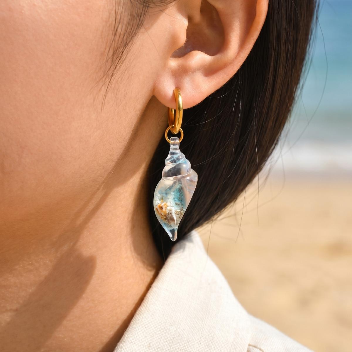 Brincos de Concha para Mulhere - Conch Earring Hoop avaliação e preço