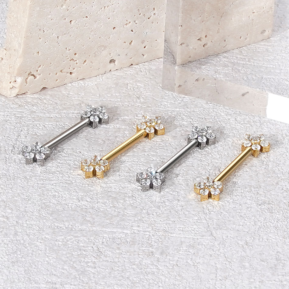 1 peça de titânio flor piercin - Body Jewelry Nipple Rings avaliação e preço