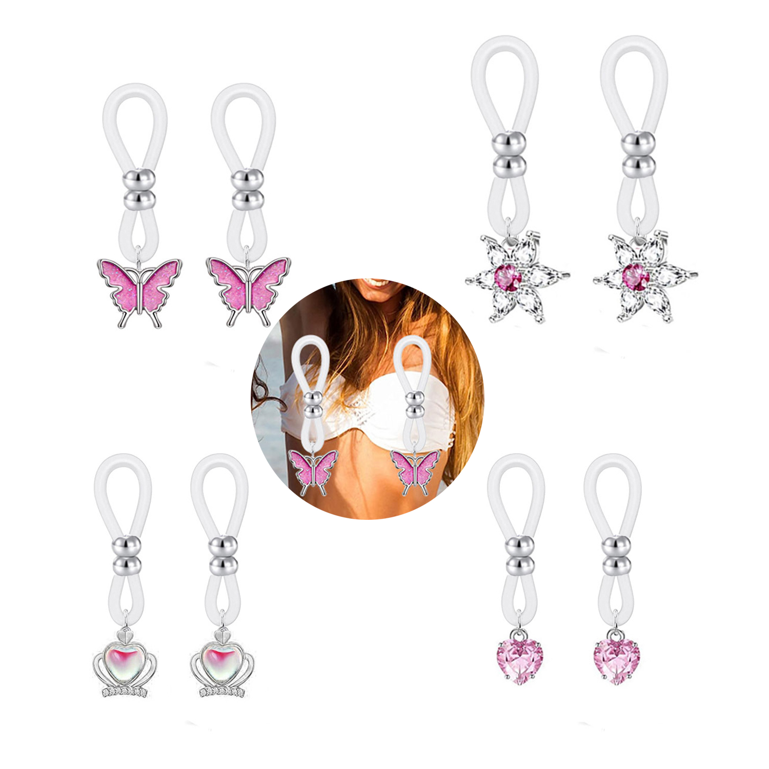 Liga de silicone borboleta cor - Body Jewelry Nipple Rings avaliação e preço