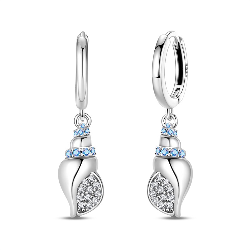 Brincos femininos de prata est - Conch Earring Hoop avaliação e preço