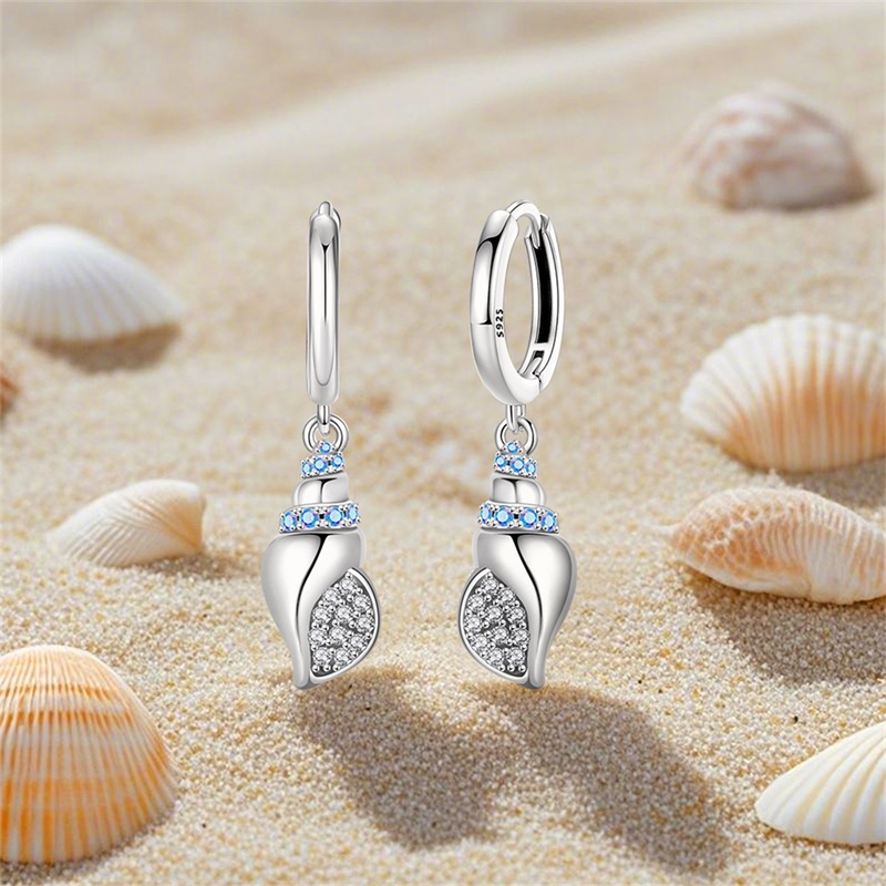 Brincos femininos de prata est - Conch Earring Hoop avaliação e preço