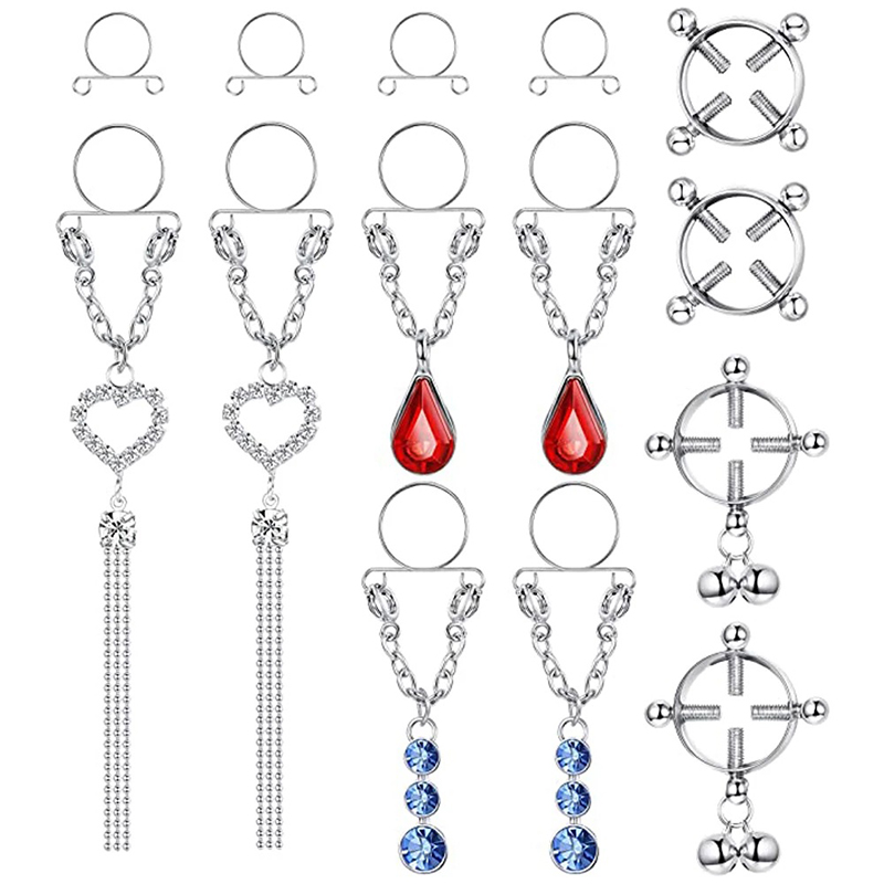 Novo Par de Piercings Falsos p - Body Jewelry Nipple Rings avaliação e preço