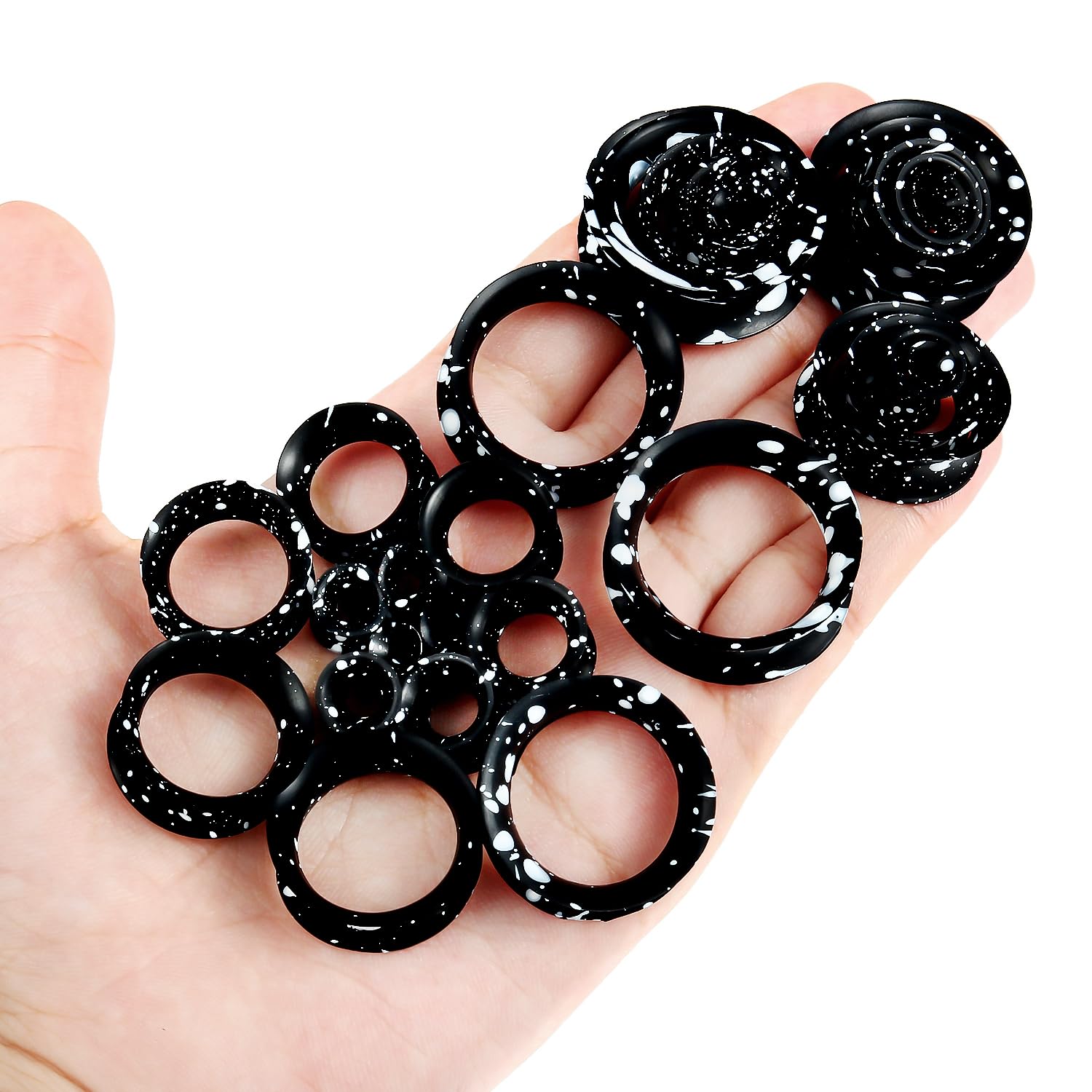 2pcs preto silicone orelha med - Body Jewelry Gauge Sizes avaliação e preço