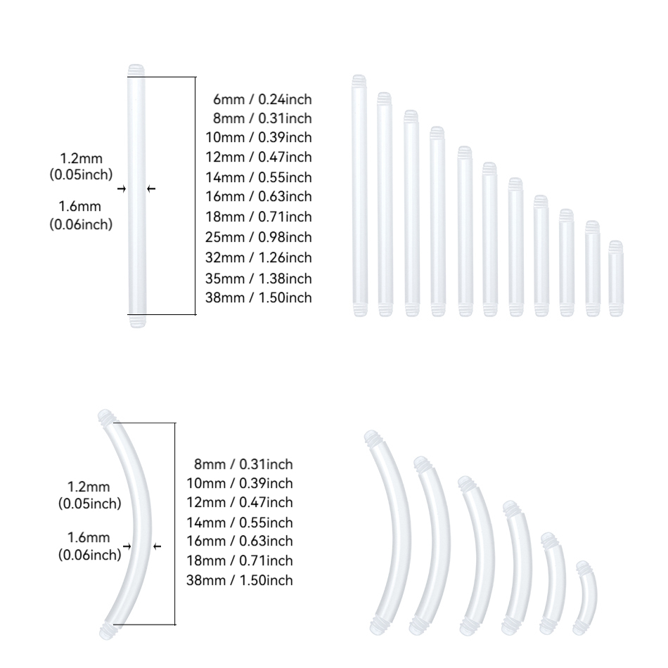 50Pcs / lote 14G barra reta pe - Nipple Bar Curved avaliação e preço