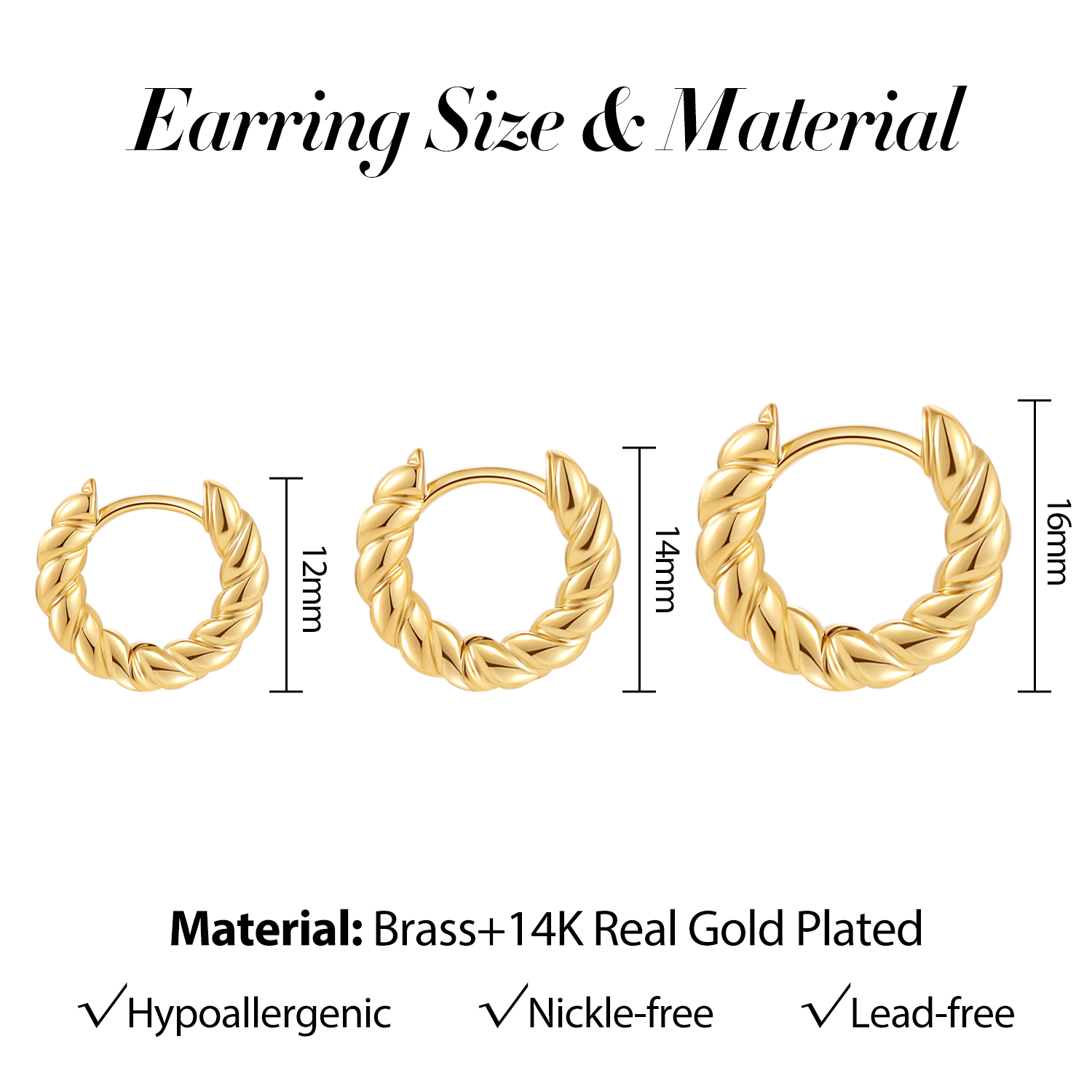 12/14/16mm na moda torcido peq - Conch Earring Hoop avaliação e preço