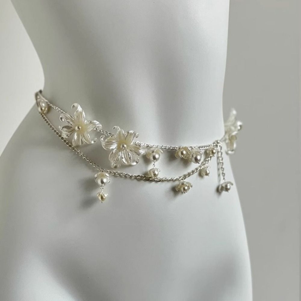 Moda elegante pérola cintura c - Body Jewelry Women avaliação e preço