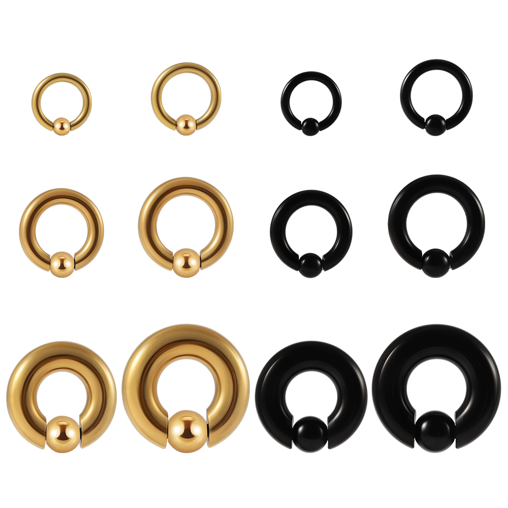 Anel de contas cautivas de aço - Body Jewelry Gauge Sizes avaliação e preço