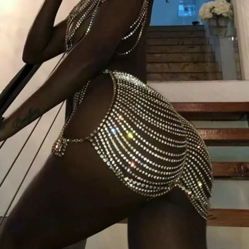 1pcsexy moda strass bunda saia - Body Jewelry Rhinestone avaliação e preço